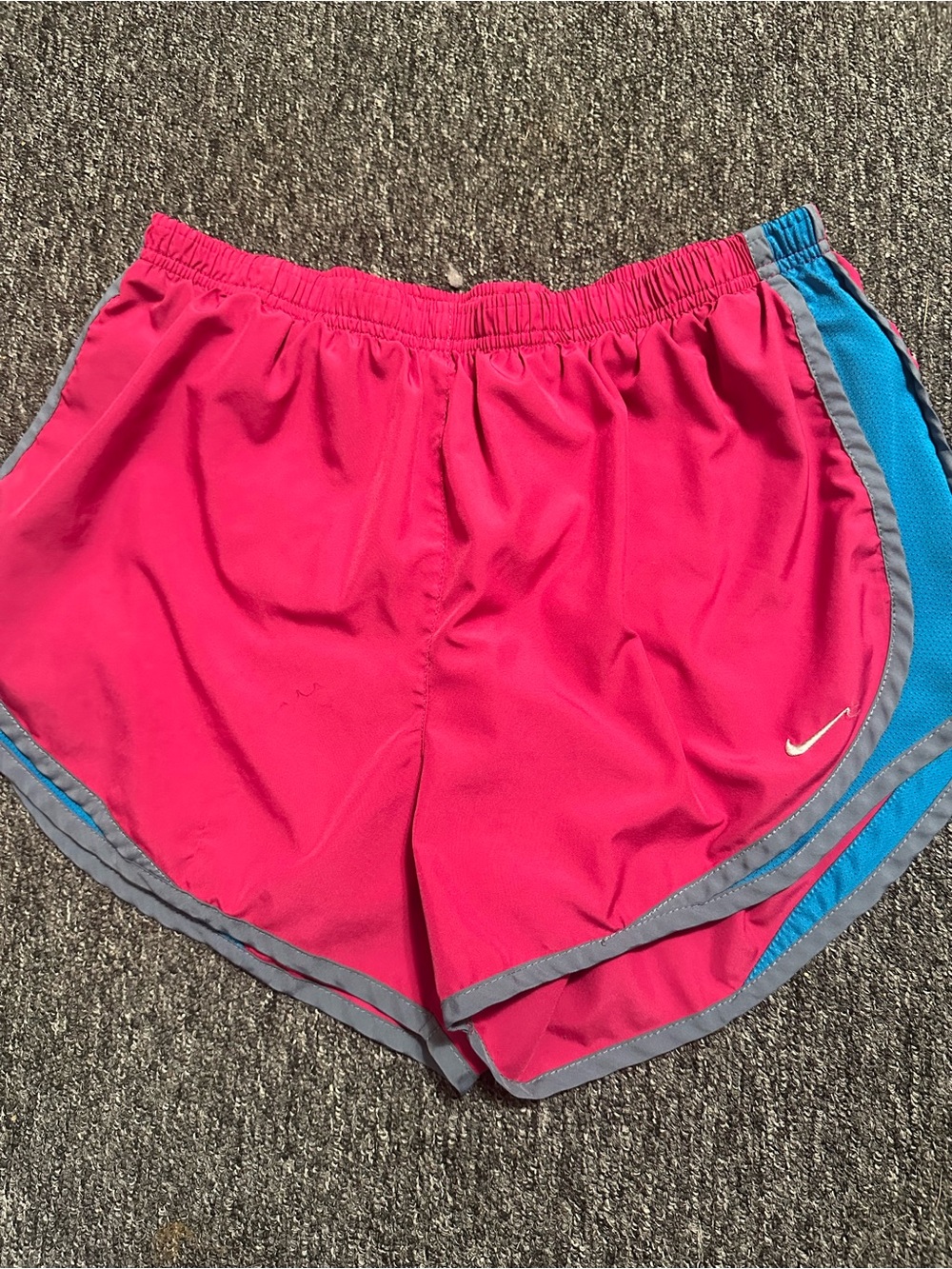 Nike Women’s Bright Pink Athletic Shorts with Blue Panels